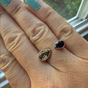 BP Smokey grey topaz & black onyx size 5